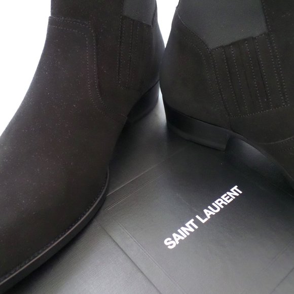 SAINT LAURENT Black Suede Wyatt Chelsea Boots - Picture 5 of 7